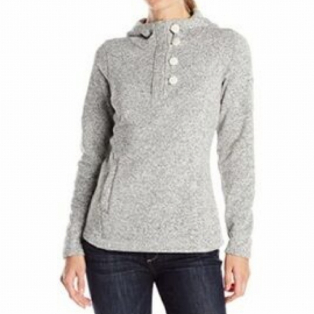 North Face Hoodie Pullover Quarter Button/Zip Gray‎ Women's Size XS